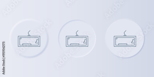 Grey Computer keyboard icon isolated on grey background. PC component sign. Set icons in square buttons. Vector