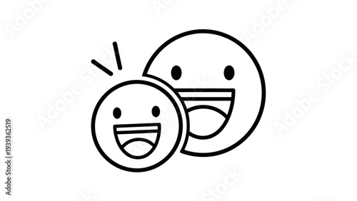 A charming vector graphic showcasing two expressive cartoon faces brimming with infectious laughter, symbolizing shared delight and the essence of pure joy