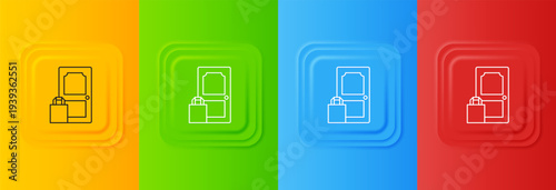 White Online ordering and fast food delivery icon isolated on colorful background. Set icons in square buttons. Vector