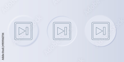 Grey Fast forward icon isolated on grey background. Set icons in square buttons. Vector