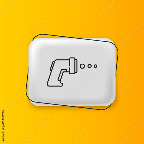 Black Digital contactless thermometer with infrared light icon isolated on yellow background. Silver rectangle button. Vector