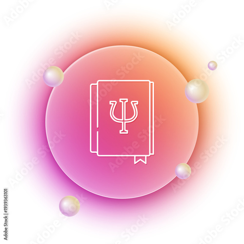 White Psychology book icon isolated on white background. Psi symbol. Mental health concept, psychoanalysis analysis and psychotherapy. Orange and pink gradient circle background. Vector