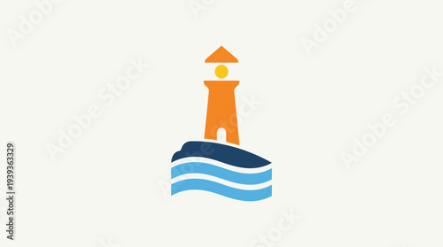 A vibrant lighthouse stands tall on a rocky shore, surrounded by gentle waves, embodying a sense of guidance, safety, and hope for those at sea and on land alike.