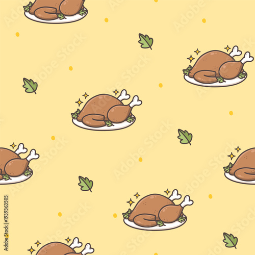 Roasted Chicken Pattern vector design for print on textile, wrapping, backdrop and other uses.