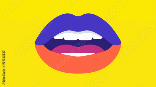 This colorful depiction of lips embodies vibrancy, showcasing makeup artistry with bold colors, perfect for fashion, beauty, or cosmetics related branding.