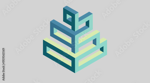 This image showcases a vibrant geometric structure composed of layered 3D cubes, symbolizing creativity and modern design, adding a lively aesthetic to any environment.