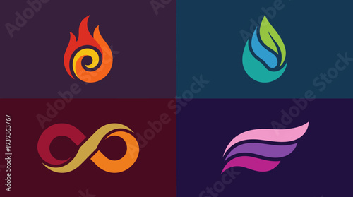 This striking design features a bold flame symbol that represents energy and transformation, perfect for conveying passion in modern digital art and branding.