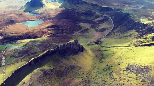 A spectacular landscape on the Isle of Skye, Scotland, known as the Quiraing. 
