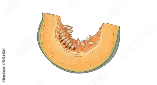 Cantaloupe Melon Slice with Seeds Inside.
