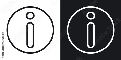 Information icon set in black and white stroke lines