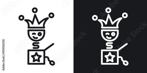 Jack in the box icon set in black and white stroke lines