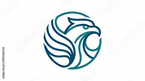 A beautifully crafted eagle logo within a circular shape, symbolizing freedom and strength, using elegant lines and a sophisticated color palette for branding purposes.