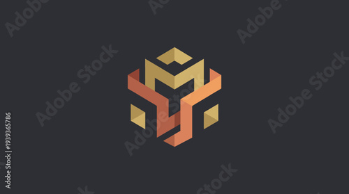 This captivating geometric design combines bold shapes and warm colors, portraying modern artistry through intricate layers, symbolizing structural beauty and contemporary style.