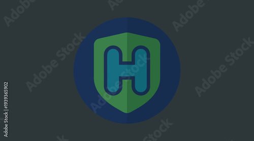A modern emblem logo that combines a shield shape with the letter C, representing strength and protection through a unique green and blue color palette.