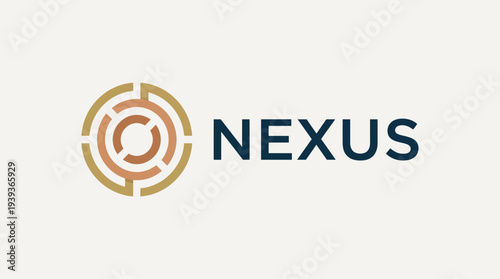 An elegant logo design showcasing a circular maze, symbolizing connectivity and synergy, beautifully illustrated in a modern gold and brown color scheme for branding.