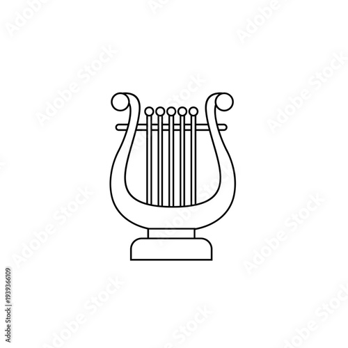 Lyre Musical Instrument Outline Icon Vector Illustration