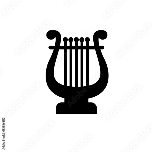 Classic Lyre Musical Instrument Silhouette Icon