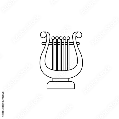 Lyre Musical Instrument Outline Vector Icon - Ancient Greek String Instrument Symbol