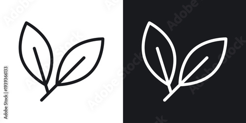 Leafs icon set in black and white stroke lines