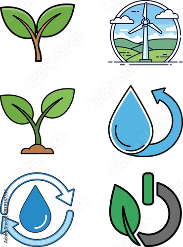 Set of 6 eco friendly icons vector