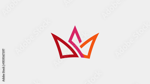 This modern crown logo, designed with pink and red hues, represents royalty, prestige, and power, ideal for high-end brands seeking a regal identity.