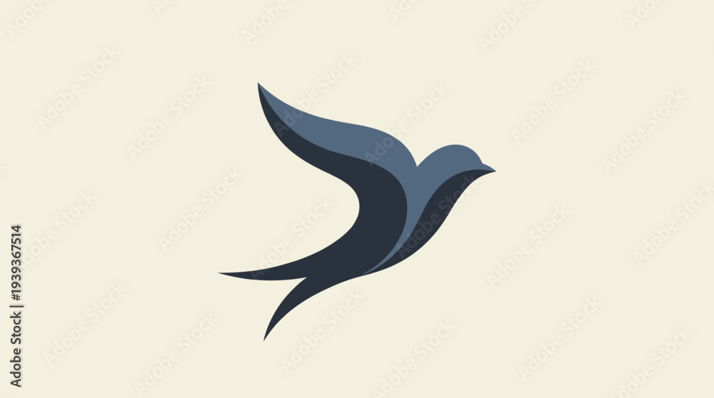 Fototapeta premium This image features a sleek stylized bird silhouette, representing themes of freedom and elegance through its graceful design and color choice, ideal for branding.
