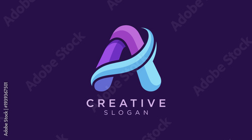 This vibrant logo showcases smooth wave designs in purple and blue, reflecting a modern, dynamic feel that fits creative industries like design and marketing.
