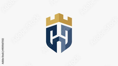 This sophisticated logo comprises an intricate shield shape adorned with a crown, ideal for businesses seeking a strong, regal identity and a touch of prestige.