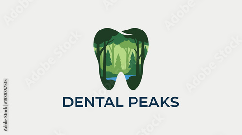 This creative logo integrates a tooth shape with natural elements, symbolizing dental care and the beauty of nature, perfect for eco-friendly dental practices.