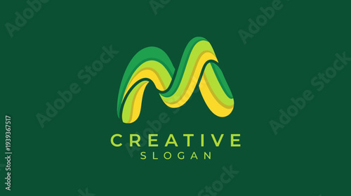 This colorful M logo is designed with flowing shapes and dynamic colors to represent vibrancy and creativity, ideal for enhancing brand identity and recognition.
