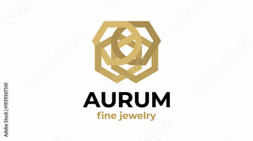 A sophisticated logo design for Aurum fine jewelry, featuring elegant geometric shapes reflecting luxury, beauty, and timeless sophistication in jewelry art.