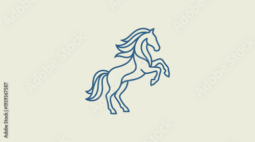 An elegant logo of a rearing horse, perfectly capturing the spirit of strength, freedom, and grace in a minimalistic design suited for equestrian branding or events.