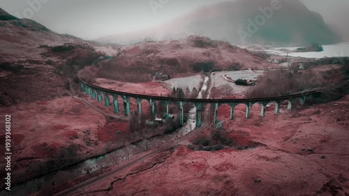 The Glenfinnan Viaduct located in the Scottish Highlands. 