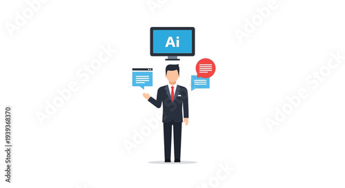 Artificial Intelligence and Business Communication Concept