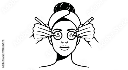 Woman applying face masks and skincare routine.