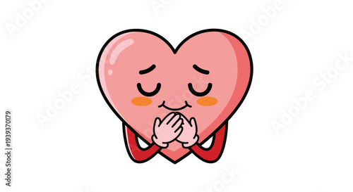 A cartoon heart with a worried expression and hands on its face.