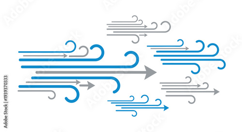 Abstract Flowing Lines Representing Wind, Air Currents, and Movement
