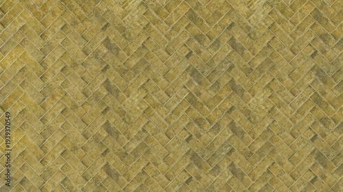 Dark Yellow Ceramic Tile Texture Background in Herringbone Layout