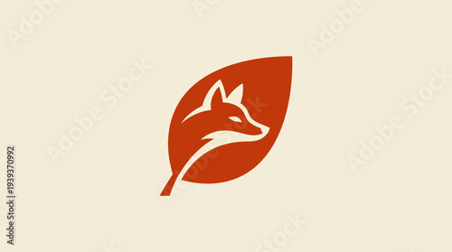 This artistic logo features a graceful fox silhouette inside a leaf, symbolizing nature, cunningness, and environmental connection, reflecting beauty and creativity in design.