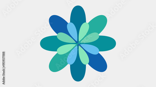 This captivating floral-like design incorporates various shades of blue and green, expressing a sense of tranquility and harmony through its abstract representation.