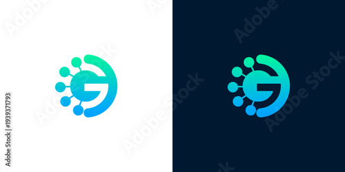 Digital network G letter logo design with abstract connections and gradient effect