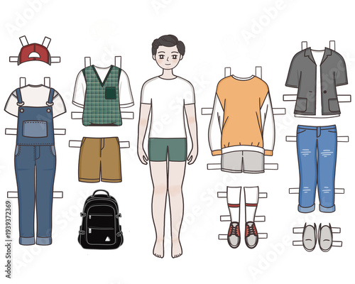 Paper doll of fashion clothes collection