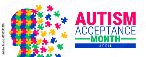 Autism Acceptance Month background or banner design.