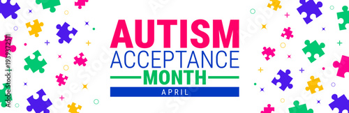Autism Acceptance Month background or banner design.