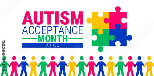 Autism Acceptance Month background or banner design.