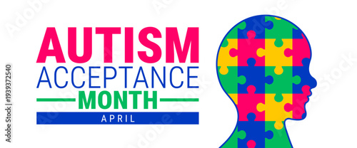 Autism Acceptance Month background or banner design.