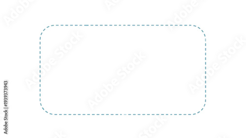 A minimalist white background with a light blue dotted line forming a rounded rectangle.