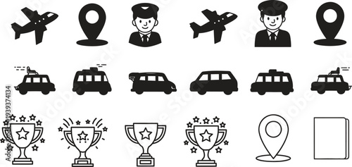 Transportation and awards icons