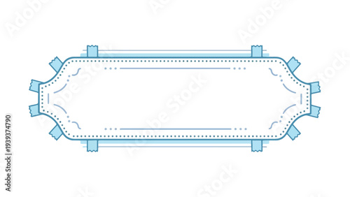 A blue architectural drawing template with a dotted line border and small squares on a white background.