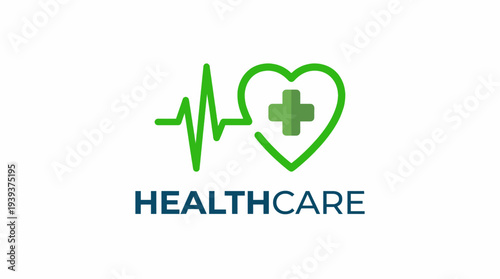 An informative healthcare icon displaying a heartbeat line merging with a heart and a cross symbol, emphasizing health, care, and well-being in a modern context.